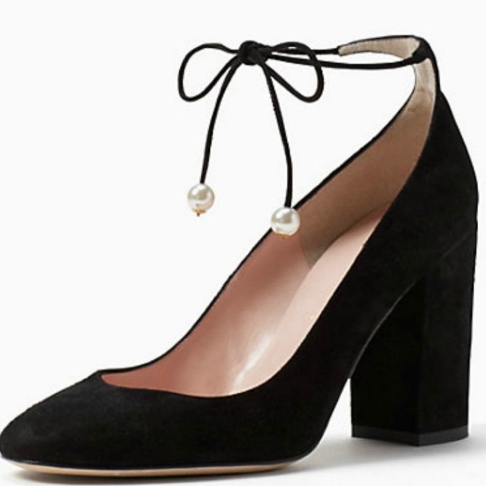 Kate Spade Black Suede Gena Heels, Size 7